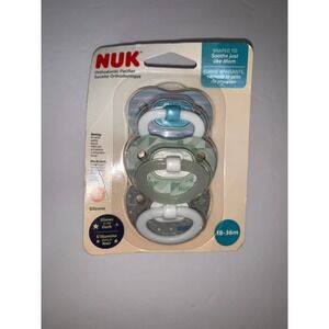 NWT NUK 3pc Orthodontic Pacifier Glow in the Dark 18-36 months